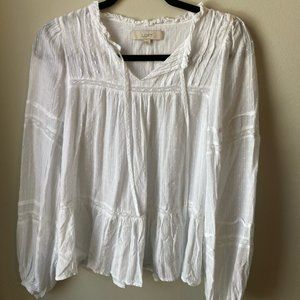 Loft, white gauze blouse, EUC, small